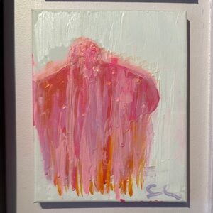 Pink & Orange Abstract Drip Canvas Art by Sarah Shirley 8x10